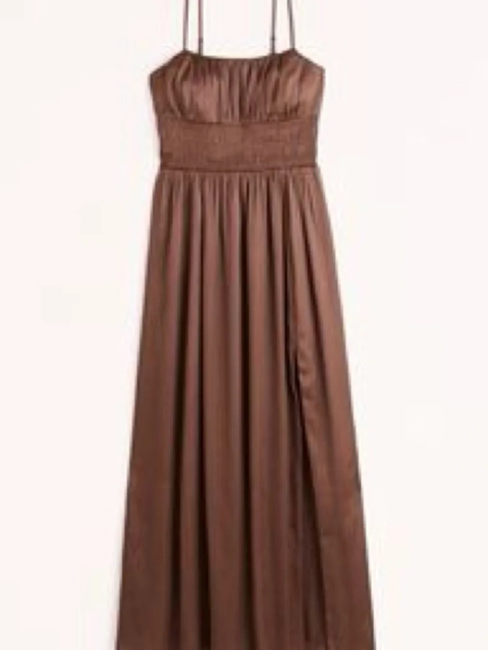 Abercrombie & Fitch Brown Satin Maxi Dress with Spaghetti Straps